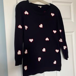 Talbots navy sweater with scattered hearts